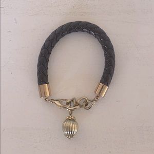 Beaded vegan leather bracelet with ball charm
